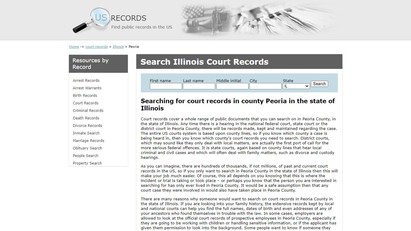 Search Court Records Peoria Illinois | US Records